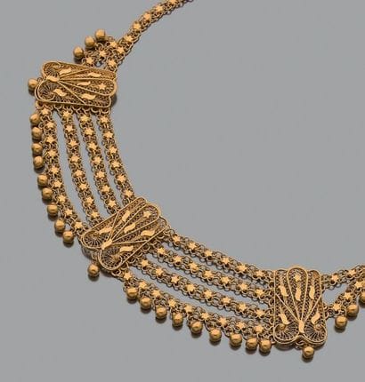 Collier d'esclave en or jaune 18K (750),...