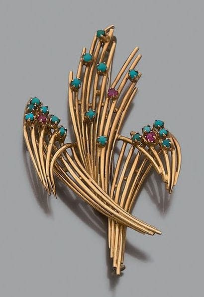 Broche en or jaune 18K (750), formée d'une...