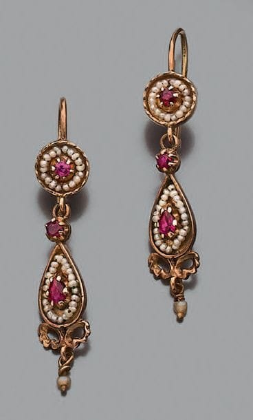 Pendants d'oreilles en alliage 14K (585),...