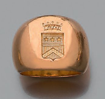* Bague chevalière en or jaune 18K (750),...