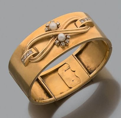 Bracelet semi-rigide en or jaune 18K (750),...