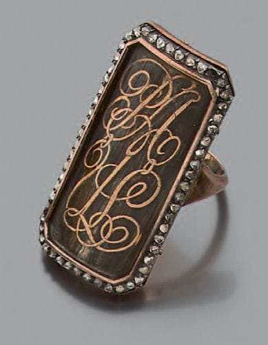 Bague en or 18K (750) et argent, à motif...