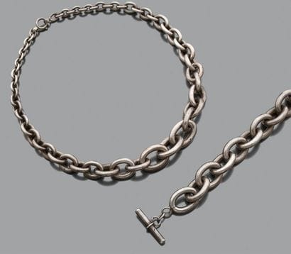 Ensemble en argent à maille forçat, composé...