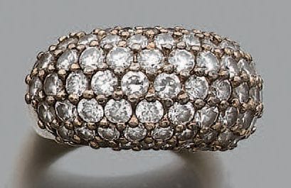 Bague demi-jonc en argent doré, sertie de...