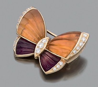 Clip de corsage en or jaune 18K (750) stylisé...