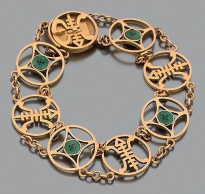 Bracelet en or jaune 18K (750), articulé...