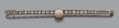 Broche barrette en or jaune et or gris 18K...