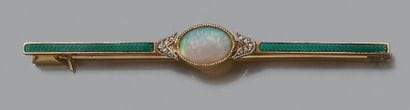 Broche barrette en or jaune 18K (750), émaillée...