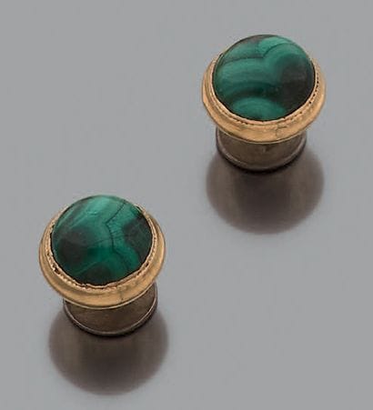 Paire de boutons en or jaune 18K (750) et...