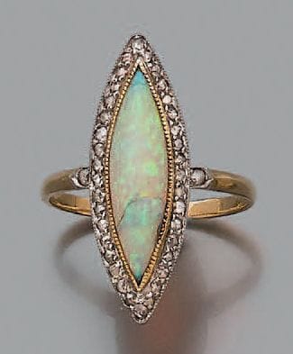 Bague en or jaune et or gris 18K (750), à...