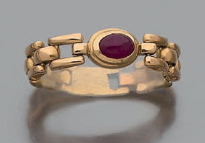 Bague en or jaune 18K (750), à maille vannerie...