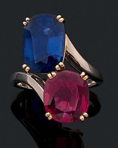 Bague «vous et moi» en platine et or jaune...