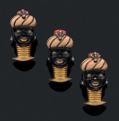 Trois clips de corsage «Tête de Maure» en...