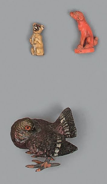 Ensemble de bibelots animaliers: un pigeon...