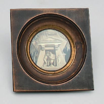 Miniature ronde en grisaille représentant...