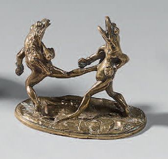 Petit groupe en bronze figurant un combat...