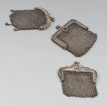 Trois petites bourses cotte de maille en...