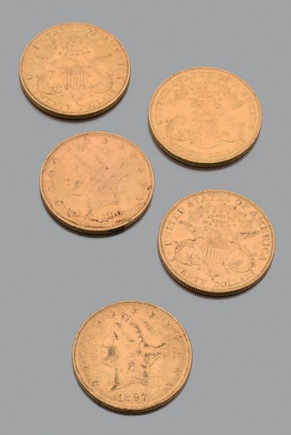 ETATS-UNIS
Cinq pièces de vingt dollars en...