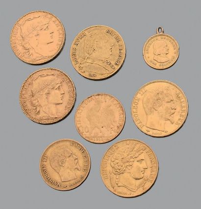 France
Cinq pièces de vingt francs et deux...