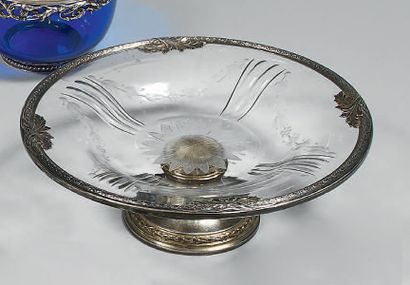 Présentoir rond en cristal, la monture en...