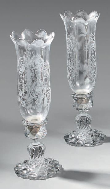 BACCARAT
Paire de photophores en cristal,...