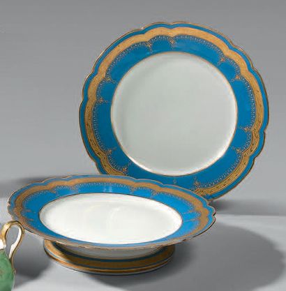 Service à gâteau en porcelaine blanche, l'aile...