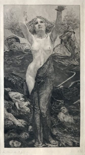 MAX KLINGER (1857-1920)
LA NYMPHE DES EAUX.
Eau-forte,...