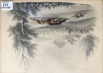W. GUNTON (XIXème siècle)
LÉVRIERS POURSUIVANT...