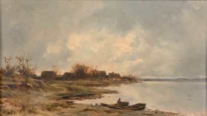 Théodore LEVIGNE (1848-1912)
PÊCHEUR EN BARQUE...