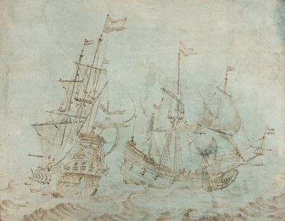 École du nord du XVIIème siècle
COMBAT NAVAL.
Plume...