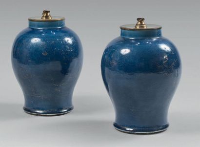 Paire de potiches de forme balustre en porcelaine...