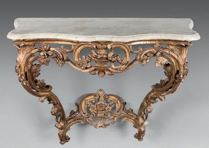Console à façade et côtés galbés en bois...