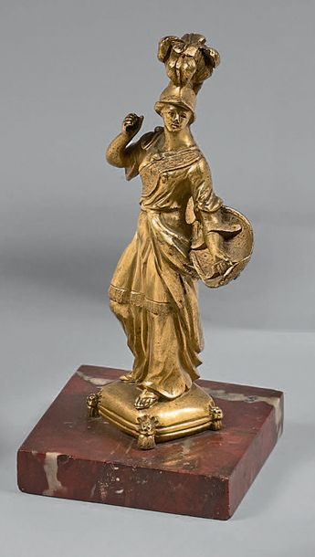 Statuette de Minerve en bronze ciselé et...
