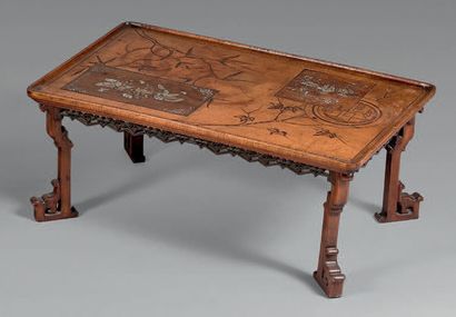 Table basse rectangulaire en bois naturel...