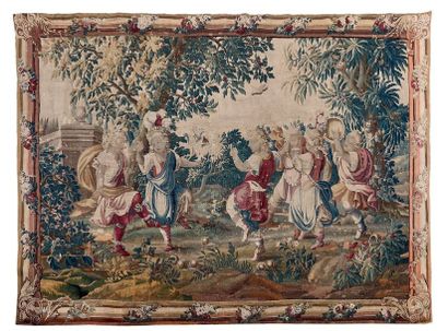 Grande tapisserie à sujet de jeux d'enfant...