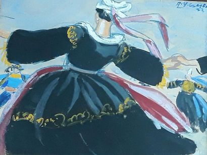 René Yves CRESTON (1898-1964)
DANSE BRETONNE.
Gouache,...