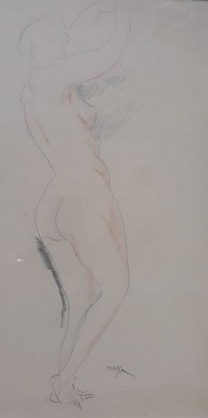 Pierre CREIXAMS (1893-1955)
ETUDE DE NU DEBOUT.
Crayon...