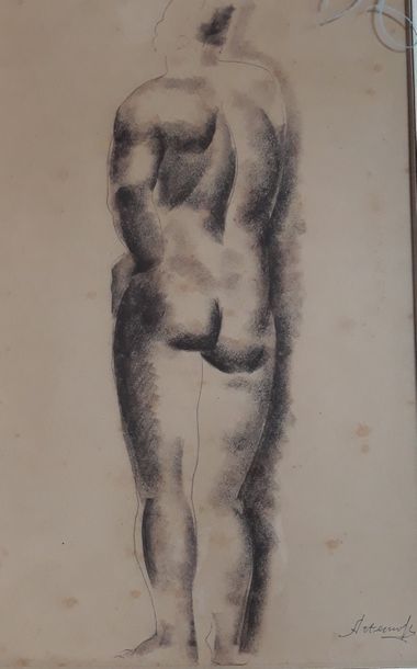 Georges ARTEMOFF (1882-1965)
NU DE DOS.
Fusain...
