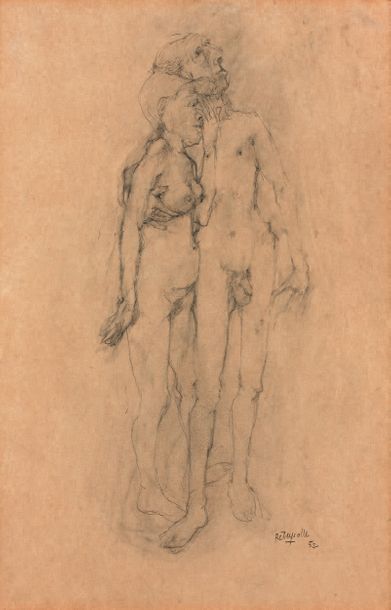 Paul REBEYROLLE (1926-2005)
COUPLE.
Crayon...