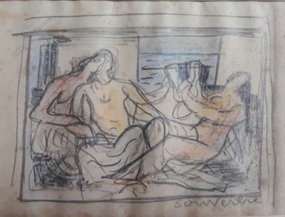Jean SOUVERBIE (1891-1981)
BAIGNEUSES.
Crayon...