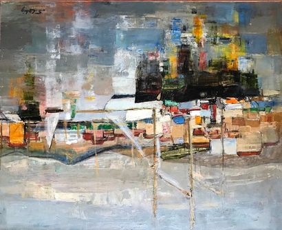 Serge Lubin (1916-1985)
BATEAUX DANS UN PORT.
Huile...