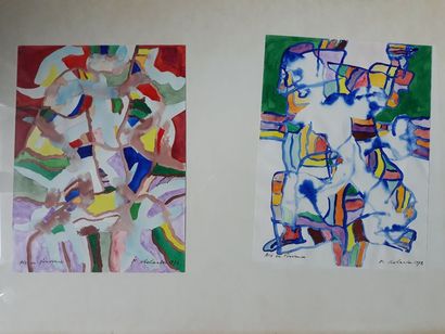 Marek OBERLANDER (1922-1978)
FIGURES MUTICOLORES.
Deux...