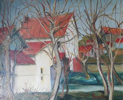 Pierre PERESS (1919-1990)
LES TOITS ROUGES.
Huile...