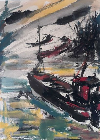 Emilio TORRES (XXème siècle)
PÉNICHE.
Gouache,...
