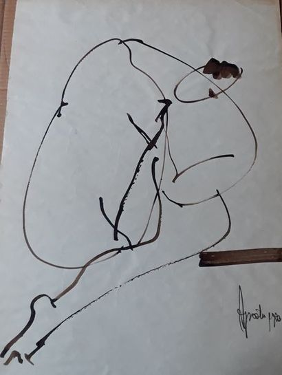 George APOSTU (1934-1986)
FIGURE, 1973.
Encre...