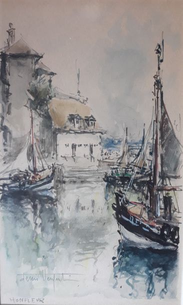 Ecole Moderne
HONFLEUR, LA COMMANDERIE.
Aquarelle...