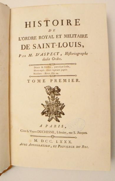 ASPECT (d'). Histoire de l'ordre royal et...