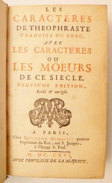 [LA BRUYÈRE (Jean de)]
Les Caractères de...