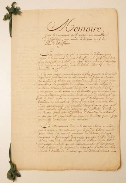 Honfleur - Manuscrit XVIIIe siècle. Mémoire...