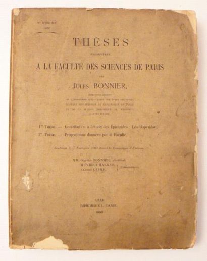 BONNIER (Jules)
Thèse présentées à la faculté...